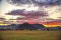 Landscape on the evening at the sunset with Deva citadel