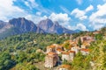 Landscape with Evisa village, Corsica Royalty Free Stock Photo