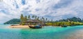 Landscape with exotic beach Loh ba kao Bay in Phi Phi island, Krabi Province, Andaman Sea, Thailand Royalty Free Stock Photo