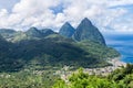 Landscape of the famous Pitons mountain in St Lucia, Caribbean Royalty Free Stock Photo