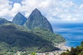 Landscape of the famous Pitons mountain in St Lucia, Caribbean Royalty Free Stock Photo