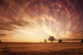 Landscape fantastic sunset in autumn field Royalty Free Stock Photo