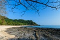 landscape of Farang Beach or Charlie Beach, there are many rock on the sandy beach. Trang Thailand Royalty Free Stock Photo