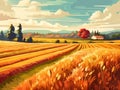 Landscape_with_farm_house_Abstract1_1 Royalty Free Stock Photo