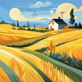 Landscape_with_farm_house_Abstract1_12 Royalty Free Stock Photo