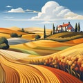 Landscape_with_farm_house_Abstract1_14 Royalty Free Stock Photo