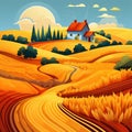 Landscape_with_farm_house_Abstract1_2 Royalty Free Stock Photo