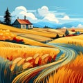 Landscape_with_farm_house_Abstract1_3 Royalty Free Stock Photo