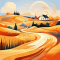 Landscape_with_farm_house_Abstract1_5 Royalty Free Stock Photo