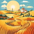 Landscape_with_farm_house_Abstract1_7 Royalty Free Stock Photo