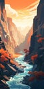 Eerily Realistic Canyon Landscape In Red And Orange