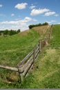 Landscape - Fence, Grass, Blue Sky and Clouds Royalty Free Stock Photo