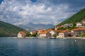 Landscape on ferry way in the Bay of Kotor Royalty Free Stock Photo