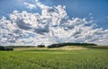 Landscape with fields, forest and dramatic sky Royalty Free Stock Photo