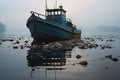 A landscape filled with smog, garbage and polluted water Royalty Free Stock Photo