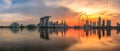 Landscape of financial district and business building at sunset time in Singapore city Royalty Free Stock Photo