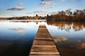 Landscape of fishing jetty on calm lake Royalty Free Stock Photo