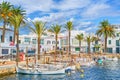 Landscape with fishing port of Fornells in Menorca, Balearic islands, Spain