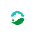 Landscape Flat Logo, Green Scenery Hill Icon