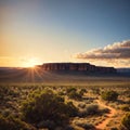 The landscape of the Flinders Ranges in Ikara-Flinders National Park is panorami... Royalty Free Stock Photo