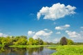 Landscape with flood waters of Narew river, Poland Royalty Free Stock Photo