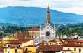 Landscape of Florence, Italy. Scenic view of Basilica di Santa Croce on mountain background Royalty Free Stock Photo