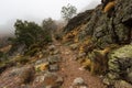 Landscape with fog in Penha Garcia. Portugal Royalty Free Stock Photo