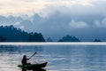 Landscape with Foggy Lake and Mountain Royalty Free Stock Photo