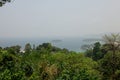 Landscape of forest on the hill and ocean at background. Thailand. Asia. Royalty Free Stock Photo