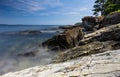 Landscape of Frenchman Bay from the shore path in Bar Harbor, Maine, USA Royalty Free Stock Photo