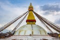 Kathmandu, Nepal May, 2 2018. Landscape front view of Boudhanath Stupa.