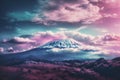 landscape fuji yama mountain japan in vapor wave. ai generative