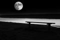 Conceptual view of the expectations of the bench under a full moon