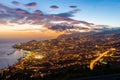 Landscape of Funchal, Madeira capital city, at sunset