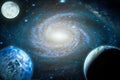 Landscape galaxy, Planet and Earth view from space with Milky way galaxy. (Elements of this image furnished by NASA Royalty Free Stock Photo