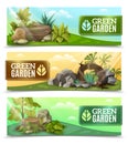 Landscape Garden Design Horizontal Banners Set Royalty Free Stock Photo