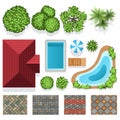 Landscape garden design vector elements top view Royalty Free Stock Photo