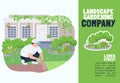 Landscape gardening company banner flat vector template