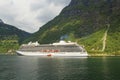 Geiranger Fjord, Ferry, Mountains. Beautiful Nature Norway panorama