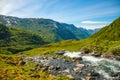 Landscape of the Geiranger valley near Dalsnibba mountain, Norway Royalty Free Stock Photo