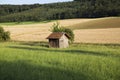 Landscape in the German province, lonely shed in the midst of gr Royalty Free Stock Photo