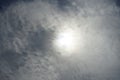 Beautiful clouds float across the sky against the backdrop of the sun in June. Berlin, Germany Royalty Free Stock Photo