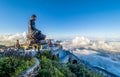 Landscape with Giant Buddha statue on the top of mount Fansipan Royalty Free Stock Photo