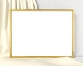 Landscape Gold Frame Mockup On White Background