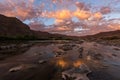 A landscape of a golden sunset over the Orange River Royalty Free Stock Photo