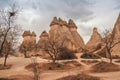 Landscape of Goreme fairy chimneys , Cappadocia. Nevsehir Province. Turkey Royalty Free Stock Photo