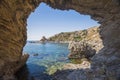 Landscape of Grande Blue Stegna beach Secret beach, Rhodes