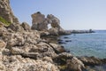 Landscape of Grande Blue Stegna beach Secret beach, Rhodes