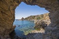 Landscape of Grande Blue Stegna beach Secret beach, Rhodes