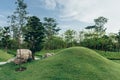 Landscape of grass field and green environment public park. Natural background. Royalty Free Stock Photo